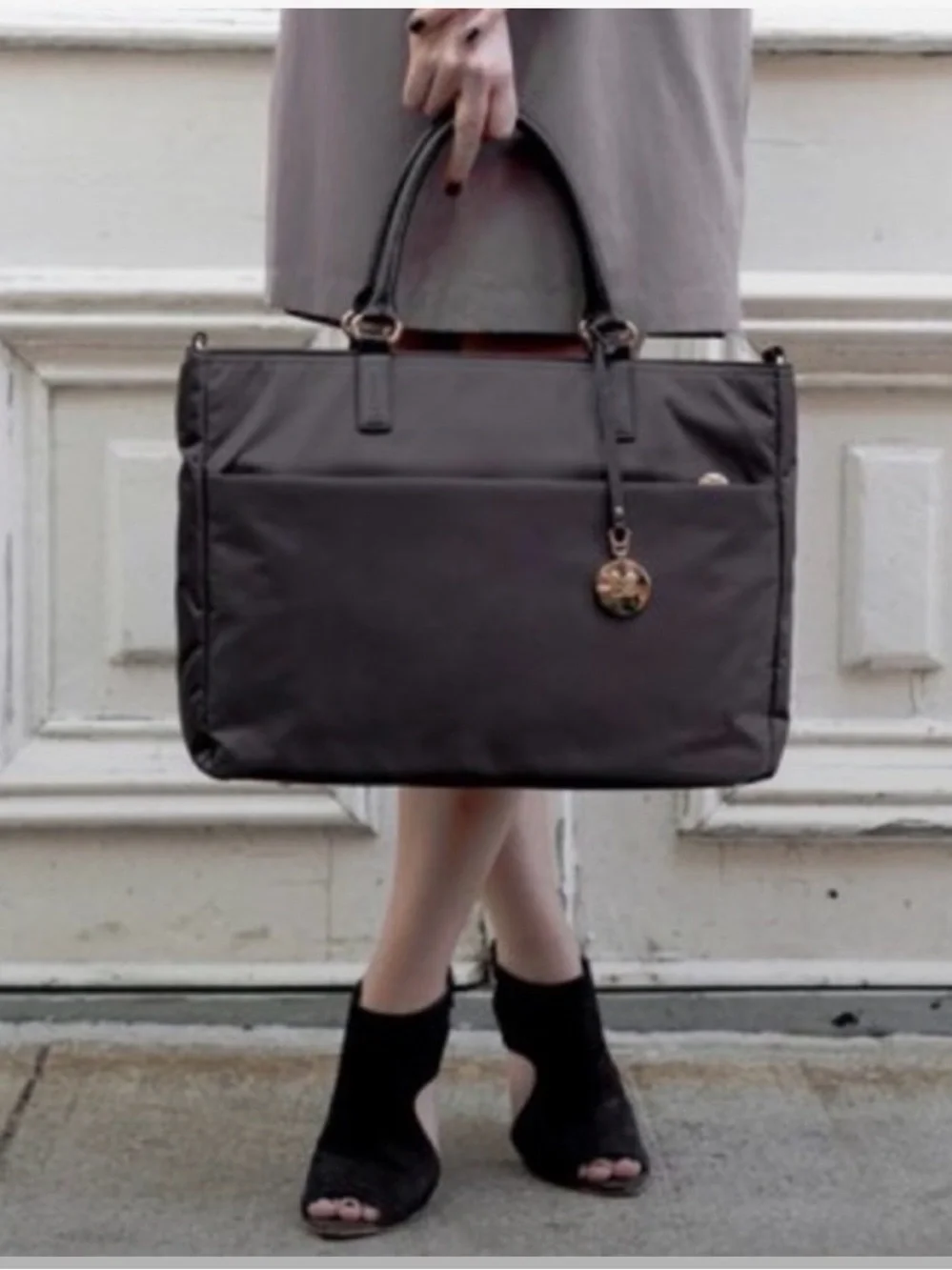 Lo & Sons Brookline Black with gold hardware Laptop Tote